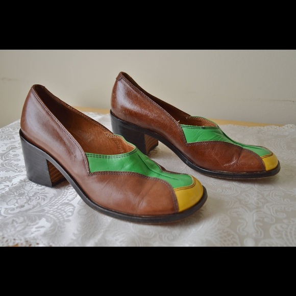 Vintage 70’s Italian Leather Healed Loafer - Picture 3 of 6